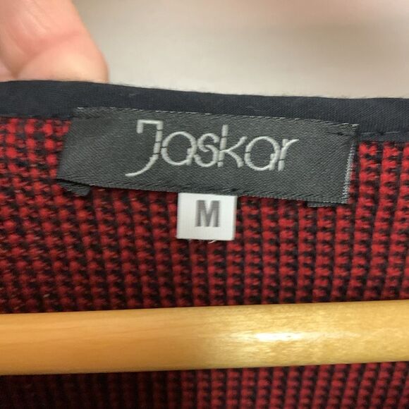 Jaskar Art To Wear Unique Red Black Cotton Blend Asymmetrical Tunic Top Size M - Picture 6 of 15